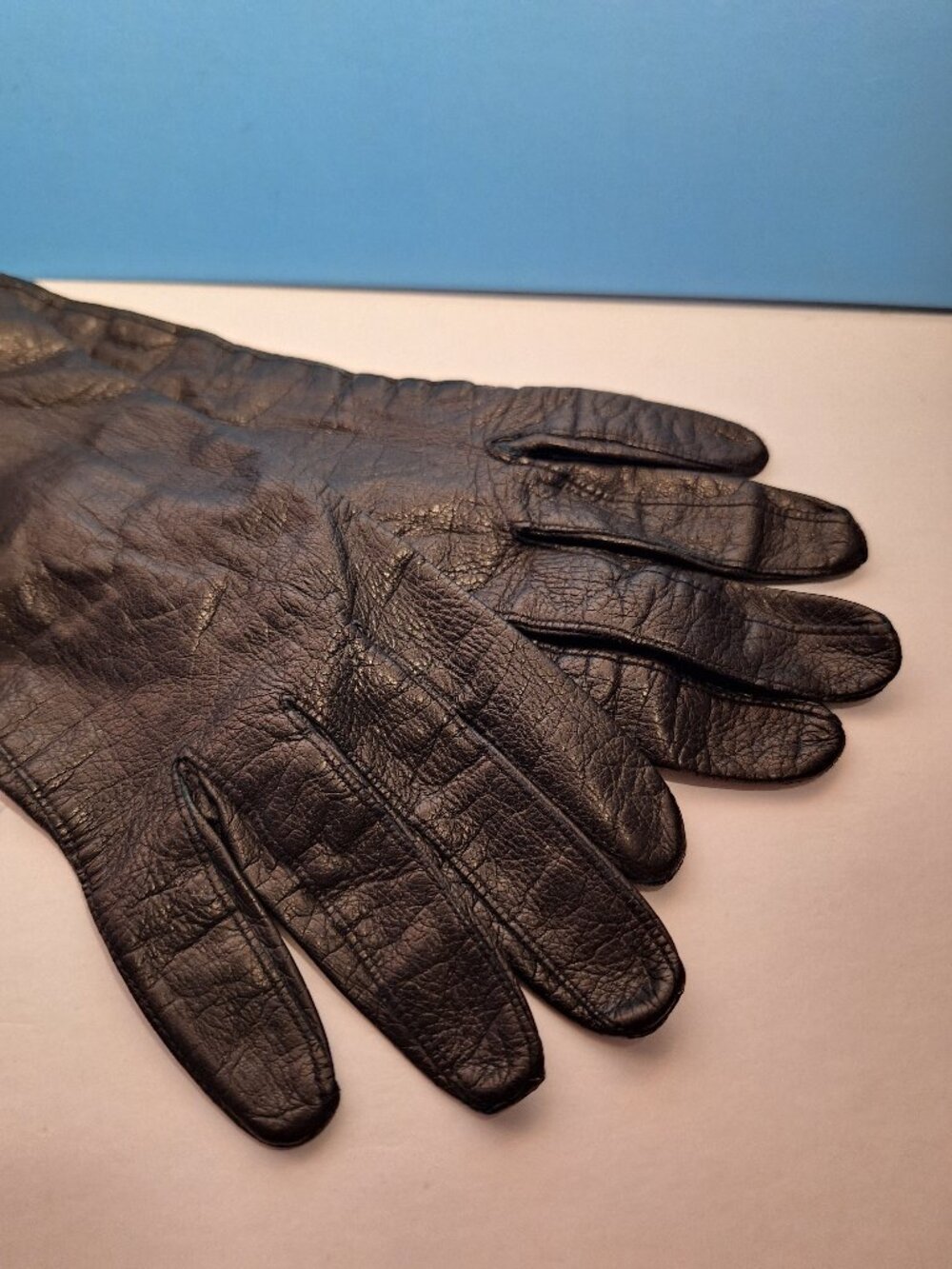 Black Leather Gloves Made in France Size 7